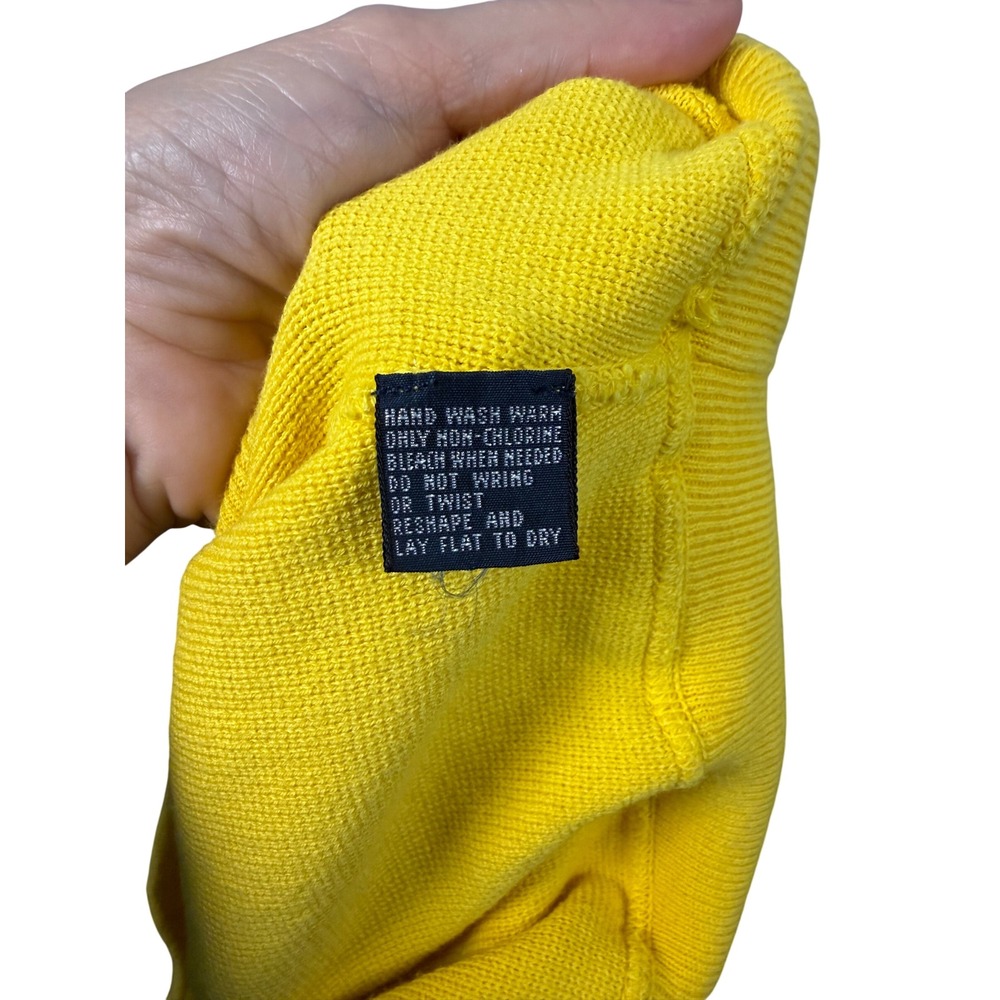 VINTAGE POLO GOLF Ralph Lauren Bright Yellow Crewneck Sweater Heritage Crest, XL - Picture 7 of 7
